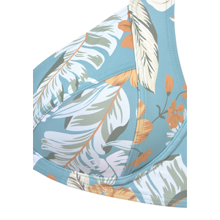 Bügel-Bikini-Top SUNSEEKER "Suva", Damen, Gr. 36, Cup E, blau (aquablau, bedruckt), Polyamid, floral, Bikini-Oberteile Bügel-Bikini-Top, mit breiten Trägern, Topseller
