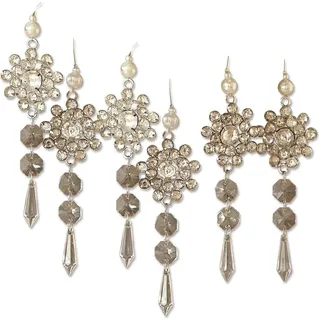 Loberon Schmuckanhänger 6er Set Fleurette, Silber | Weihnachten, Winter, Festtage, Zarte Schneeflöckchen, Mit funkelnden Glassteinchen, Für kreative Deko-Ideen