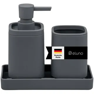 eluno Bad-Accessoires-Set Valona, Soft-Touch, grau , Grau , Kunststoff , 18x2.5x9.5 cm , Badaccessoires