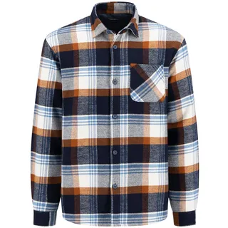 Langarmhemd FYNCH-HATTON, Herren, Gr. XL, N-Gr, weiß (winter weiß), Web, Obermaterial: 65% Polyester, 35% Baumwolle, kariert, regular fit taillenbedeckt, Rundhals, Manschette, Hemden Langarmhemd, mit Karo Muster