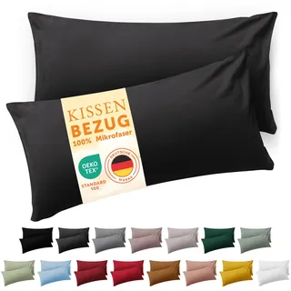 Blumtal Kissenbezug 40 x 60, 2 Stück - Oeko-TEX zert. Kissenbezüge 100% Mikrofaser in extra weich & waschmaschinenfest - Bezug Kissen 40x60 Anthrazit
