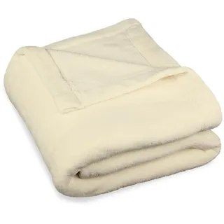 CELINATEX Flauschige Kuscheldecke XXL 220 x 240 cm Creme weiß Decke Sofa warm Wohndecke weich Mikrofaser Fleece Oeko-TEX Montreal