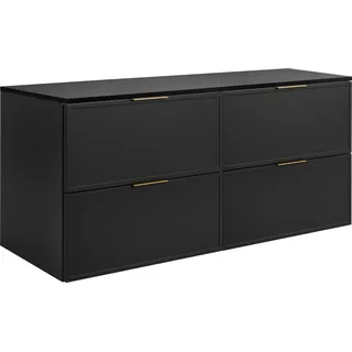 Badezimmerschrank, Dunkelgrau, Goldene Griffe, 120 (2 x 60) x 46 x 57 cm - Grau