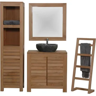Teako Design Badmöbel Set Bjurholm 3-teilig Teakholz massiv 120 cm