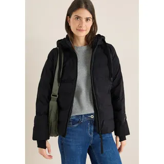 Steppjacke CECIL, Damen, Gr. M (40), schwarz, Steppware, Obermaterial: 100% Nylon. Futter: 100% Polyester, Strukturmuster, unifarben, regular fit normal, ohne Ausschnitt, elastischer Bund, Jacken Steppjacke, mit Kapuze