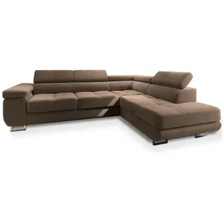 masseno Ecksofa SELVA R-S mit Schlaffunktion L-Form, Sofa mit Bettkasten, Wohnzimmersofa, Couch, Soffa, Bettsofa, Couchgarnitur- Beige, MONOLITH 09 - Beige
