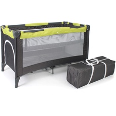 Chic 4 Baby - 340 70 - Reisebett LUXUS mit Einhängeboden für Neugeborene und Tragetasche, grau-lemongreen