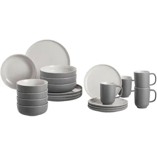 Ritzenhoff Breker Kombiservice , Grau , Keramik , 20-teilig , Uni , 285 ml,500 ml , Lfgb , Geschirr, Geschirrsets, Kombiservice