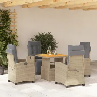 Stabli 5-tlg. Garten-Essgruppe mit Kissen Beige Poly Rattan Balkonmöbel Set Gartenlounge - Beige