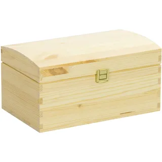 LAUBLUST Große Holztruhe Gewölbter Deckel mit Schloss - FSC® | Allzweck-Kiste aus Holz - Aufbewahrungskiste | Erinnerungsbox - Geschenk-Verpackung (Natur, ca. 26 x 16 x 13 cm)
