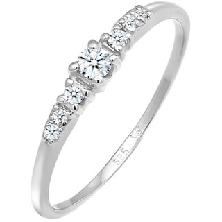 Elli DIAMONDS Verlobungsring Diamanten (0.1 ) 585 Weißgold Ringe Damen