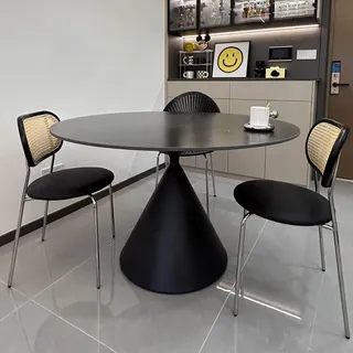 360Home Runder Esstisch Keramik Metallbeine Esszimmertisch Küchentisch Tisch Ø 90cm*75 cm schwarz - Schwarz