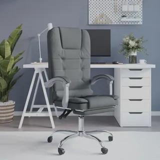 The Living Store Bürostuhl mit Massagefunktion Dunkelgrau Stoff - Grau