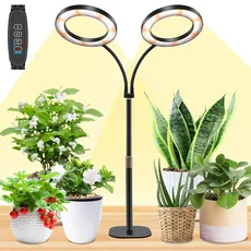 Growlampe für Zimmerpflanzen,LED-Pflanzenlampe mit zwei Köpfen für den Schreibtisch,Höhenverstellbar, Auto on/off-Timer mit 3/9/12 Stunden,10-Stufen-Helligkeit,ideal für kleine Pflanzen wachsen