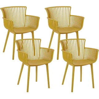 BELIANI Stühle 4er Set in Gelb aus Kunststoff für Innen- und Außenbereich Geeignet Moderner Stil Plastik Gartenstühle für Garten Terrasse Esszimmer - Gelb