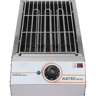 Elektrischer BBQ-Grill - Tischgrill - 2500 W Leistung - Edelstahl-Grillrost - Für Outdoor & Balkon - Arbeitsplattenmodell - Silber