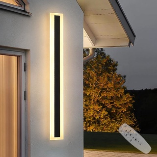 HMAKGG LED Lange Wandleuchte Aussen, Dimmbar Wandlampe Außen mit Fernbedienung, IP65 Wasserdicht Aussenlampe Wand für Treppenhaus Villa Garten Terrassenbeleuchtung, 72W/120CM