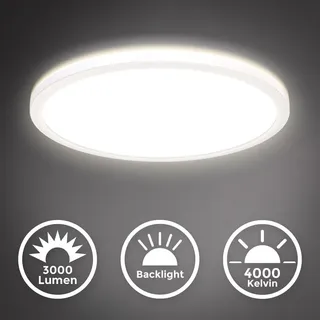 LED Panel Deckenlampe dimmbar ultraflach Deckenleuchte Wohnzimmer Flur weiß - Weiß