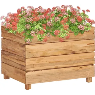 Hochbeet 50x40x38 cm Teak Altholz und Stahl - Braun, Bunt