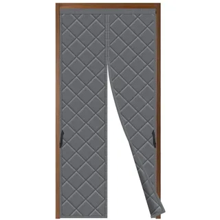 Sekey Magnet Thermo Türvorhang Kälteschutz Wärmeschutzvorhang für Wohnzimmer & Balkon, selbstklebend 80x2... - Grau, 80 x 200 cm