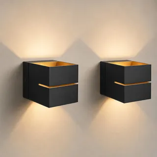 SSC-LUXon 2 Stück KOURA indirekte Wandleuchte Innen schwarz mit Lichtschlitz - Wandlampe Gold Design Up Down Leuchte für 1x G9 Leuchtmittel LED Wandbeleuchtung Treppenhaus Flur