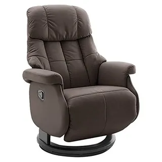 Robas Lund Relaxsessel Calgary Comfort L , bis 130 kg belastbar, drehbarer Fernsehsessel mit Liegefunktion, Echtleder braun, Gestell Holz schwarz