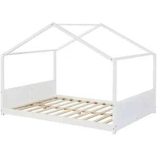 [en.casa] Hausbett Simo 140 x 200 cm Kiefer massiv weiß