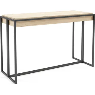 Konsolentisch Ausziehbar im Loft-Stil – Bis 300 cm – Industrieller Tisch mit Schwarzen Metallbeinen, Platzsparend für Wohnzimmer oder Esszimmer – Artisan Eiche - Braun