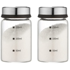 TAMUME Glas Gewürz-, Salz- und Pfefferstreuer mit Maßen, Verstellbar mit Unterschiedlich Großen Löchern zum Würzen, Packung mit 2 (150ml *2)
