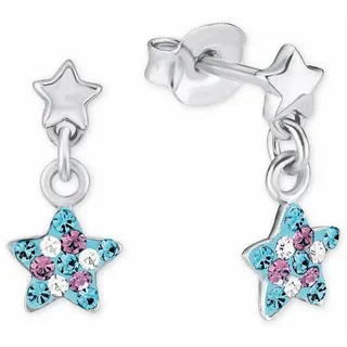 Prinzessin Lillifee Ohrstecker Stern blau-rosa-silber 925 rhodiniert mit Kristallstein