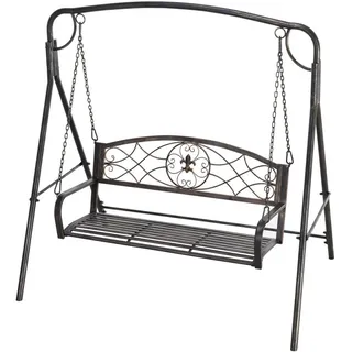 Outsunny Gartenschaukel für 2 Personen, Metall, Schwarz mit Goldtönen, 167 x 123 x 175 cm , 123x175x167 cm , Gartenmöbel, Gartenschaukeln, Hollywoodschaukeln