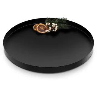 ecooe Deko Tablett Rund Ø 30 cm, Serviertablett aus Edelstahl, Anti Rutsch Kosmetiktabletts aus Metall, Dekoteller für Adventskranz Teller Dessert Kosmetik Schmuck Kerzen