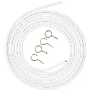 Merriway BH03871 180 cm Gardinendraht mit jeweils 2 Haken und Ösen, Weiß