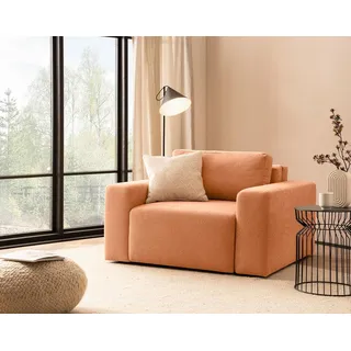 DOMO. collection Sessel Lares, integrierte Schlaffunktion und Federkernpolsterung, Loses Rückenkissen, 130 x 116 x 85 cm (BxTxH), Orange (Lachs)