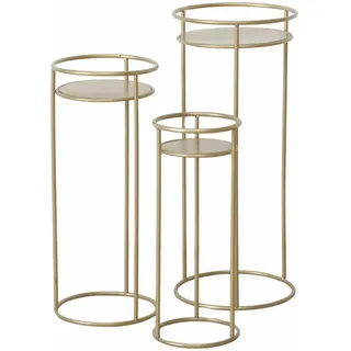 Boltze Home Blumenkästen Metall Ricky 50-70 cm 3er-Set , Goldfarben , 30x70x30 cm , Wohnzimmer, Wohnzimmertische, Blumenständer