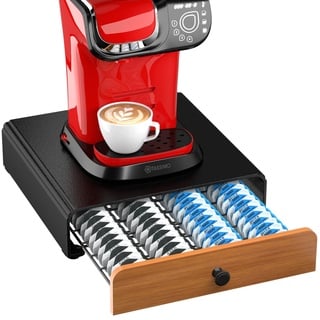 HFHOME 64 Kapselhalter für Tassimo Kapselschublade Metall Kaffeekapselhalter Kapselspender Ständer Kaffeekapselständer Schubladenablage Stapelständer