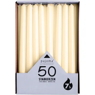 pajoma® Stabkerzen Elfenbein - 50 Stück | Höhe 25 cm, Ø 2 cm | Brenndauer ca. 7 Std. | Vielseitig als Tisch-, Deko-, Weihnachtskerze & für Gastro-Events