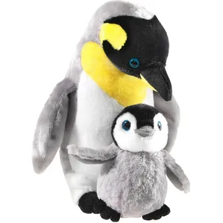 HEUNEC Pinguin mit Baby 30 cm grau