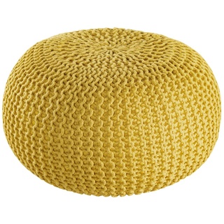 kreatives Wohnen Pouf Premium ø45cm Sitzhocker Strickpouf Innen Terrasse Pool Garten nachhaltig gelb - Freesia