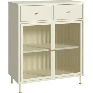 [en.casa] Sideboard, Lindau Stahl 97x80x40 cm Cremeweiß