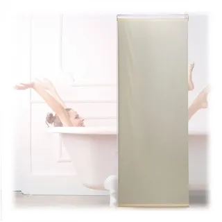 Relaxdays Duschrollo, 60x240 cm, Seilzugrollo für Dusche & Badewanne, Decke & Fenster, Badrollo wasserabweisend, beige, 10034184_1052