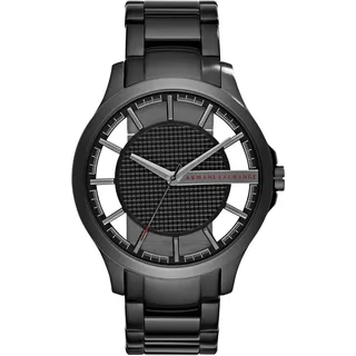 Giorgio Armani Armani Exchange Uhr für Herren , Dreizeigeruhrwerk, 46 mm schwarzes Edelstahlgehäuse mit Edelstahlarmband, AX2189