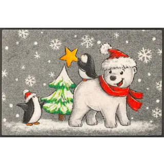 Wash+Dry Fußmatte 50 x 75 cm Motiv POLAR FRIENDS Eisbär und Pinguine