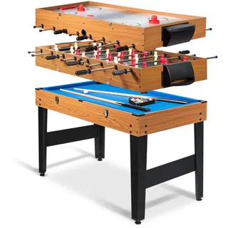GOPLUS 3 in 1 Spieltisch, Multispieltisch mit Billard, Tischfußball & Hockey, Tischtennis mit komplettem Zubehör, Airhockey Tisch Indoor für Kinder, Erwachsene Party, Familienfeier, 123 x 58 x 83 cm