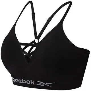 Reebok, Damen, Nahtloser BH, elastisches, Bauchfreies Sport-Top, ohne Bügel, Rücken im Racer Style, in Schwarz