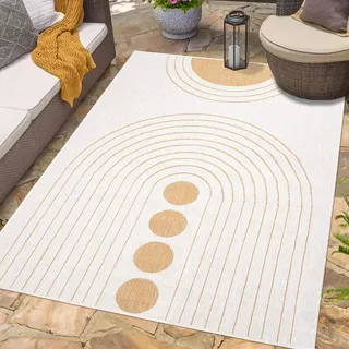 Carpet City Outdoorteppich »DUO RUG 5739« rechteckig 5 mm Höhe Wendeteppich Wetterfest In- & Outdoor, Balkon, Terrasse, Wohnzimmer, gelb