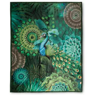 Plaid , Grün, Dunkelgrün , Textil , Mandala , 130x160 cm , Oeko-Tex® Standard 100 , pflegeleicht , Heimtextilien, Wohntextilien, Decken, Plaids