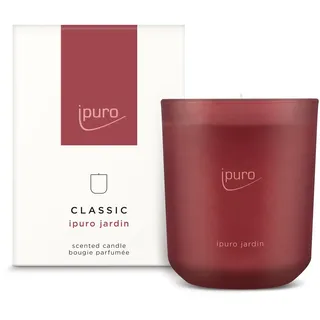 ipuro Classic dekorative Duftkerze - JARDIN | Duftkerze im Glas mit Limette, Bergamotte, Magnolie & Rose, Nelke & Amber Aroma | Kerzen mit langanhaltendem Duft | Raumduftkerze in rot 270g