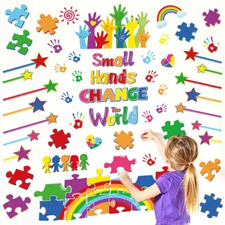 decalmile Wandsticker Regenbogen Kinder Wandtattoo Spruch Inspirierende Handabdruck Wandaufkleber Klassenzimmer Kinderzimmer Lesen Ecke Wanddeko