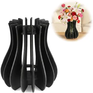 Vase für Lego Blumen, Holzvase für Lego Blumen(20 X 12cm Schwarz)